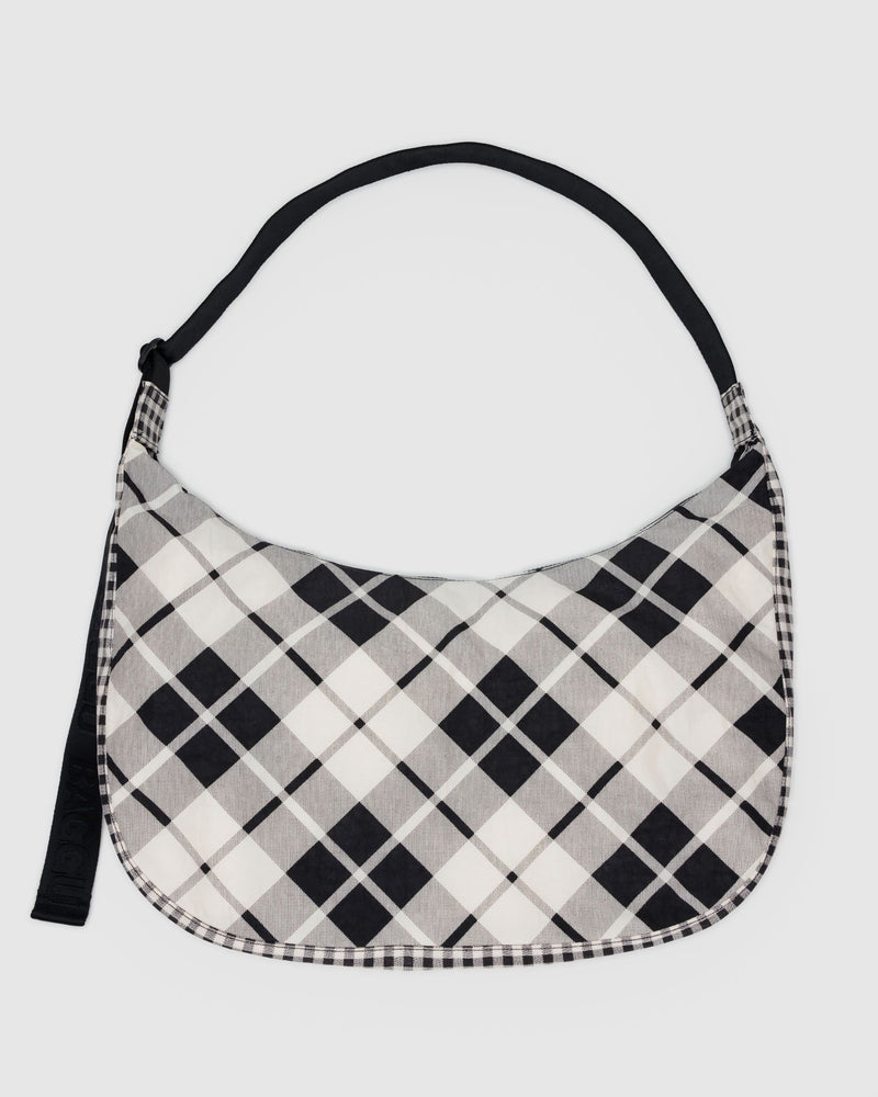 BAGGU.com Crossbody Bags Large Nylon Crescent Bag - Mixed Plaid