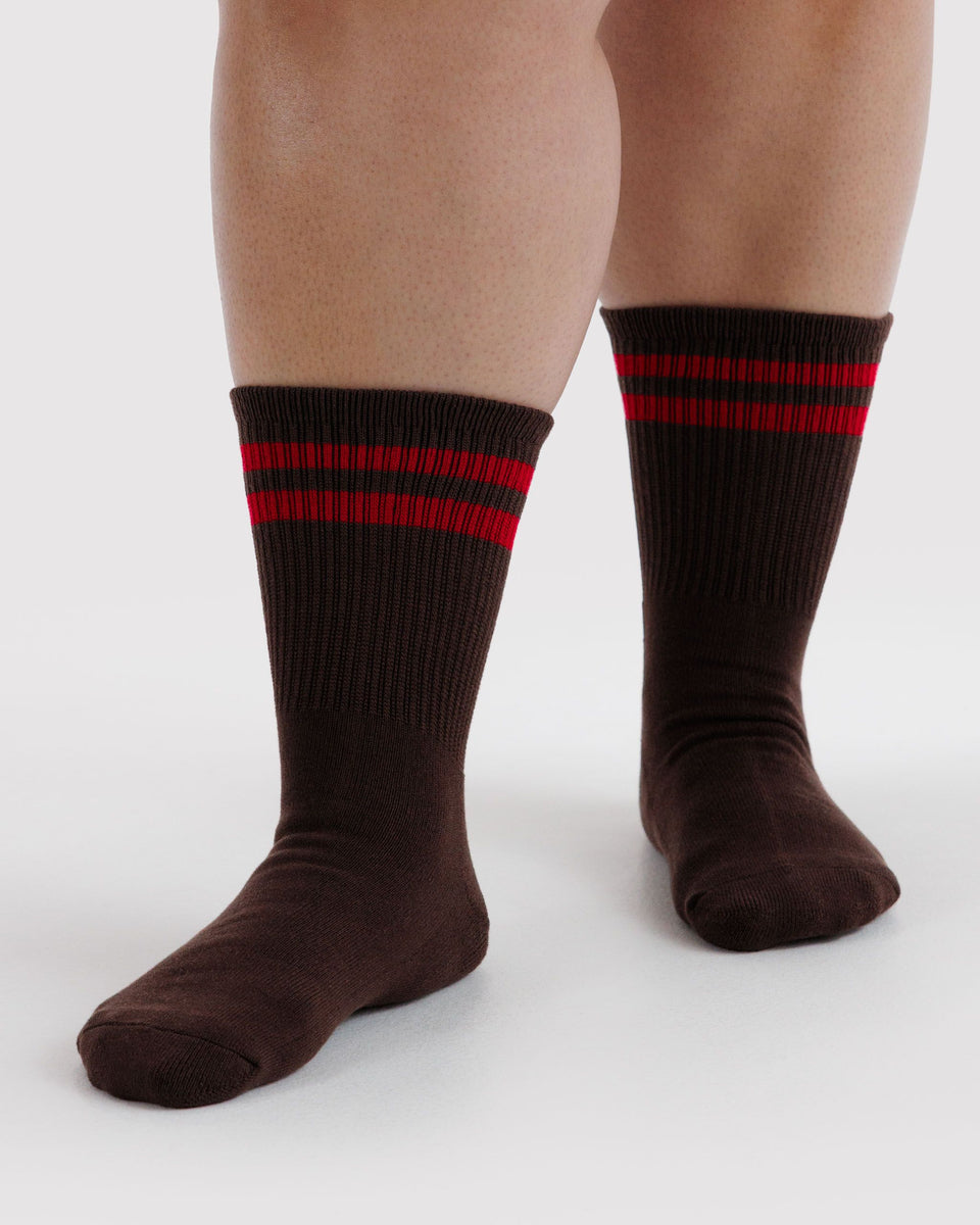 BAGGU Socks and Slippers Ribbed Sock - Coffee Stripe