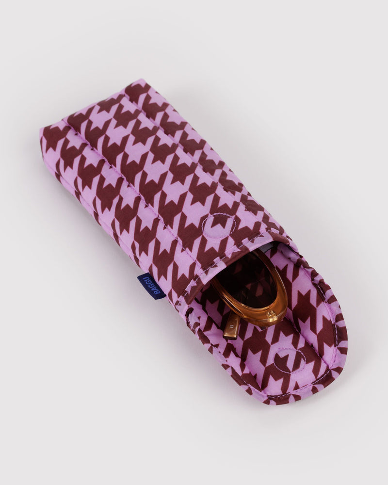 BAGGU  Puffy Glasses Sleeve - Pink Houndstooth