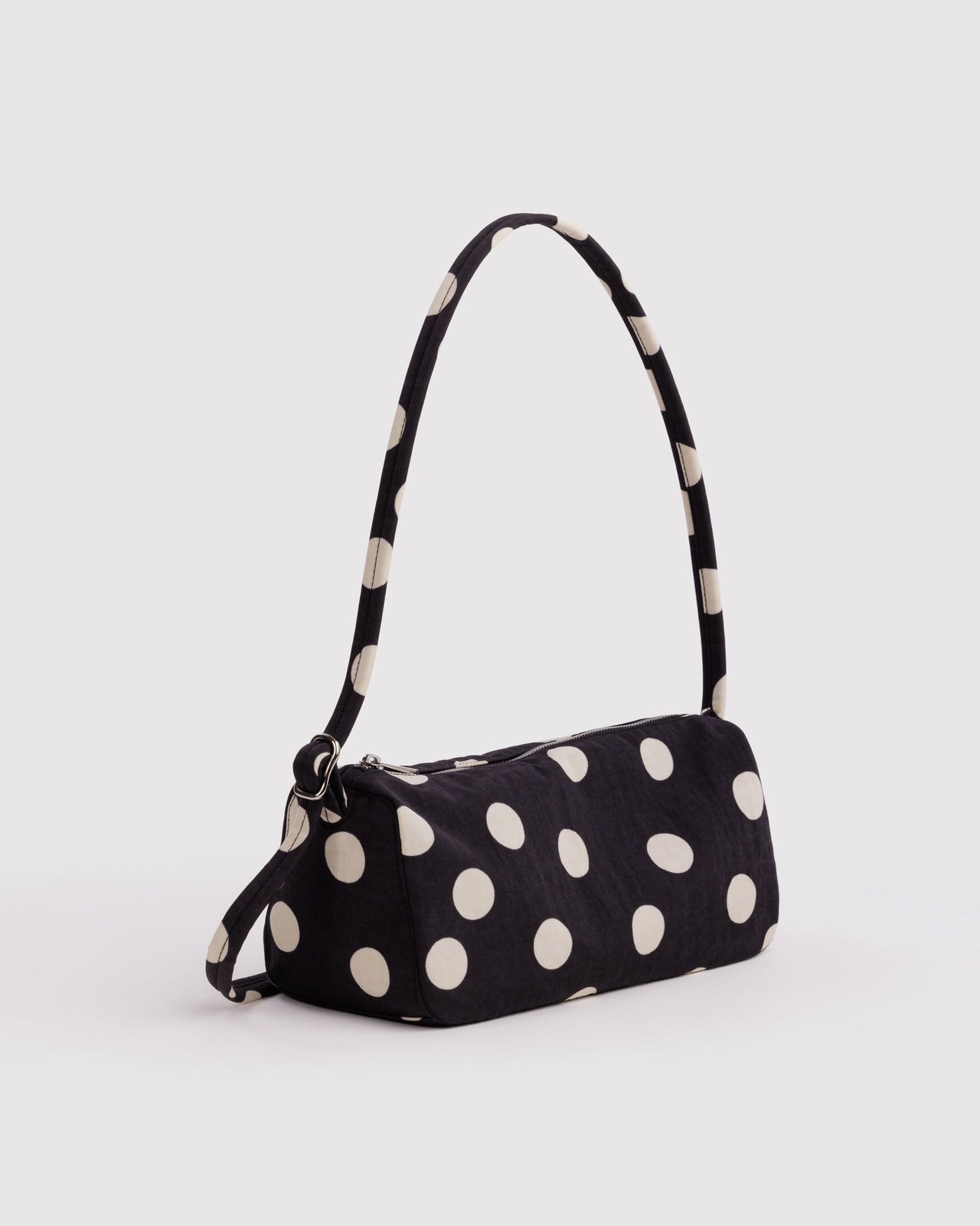 Nylon Loaf Bag - Black and Cream Polka Dot
