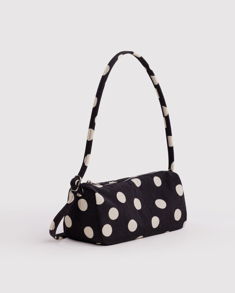 BAGGU  Nylon Loaf Bag - Black and Cream Polka Dot