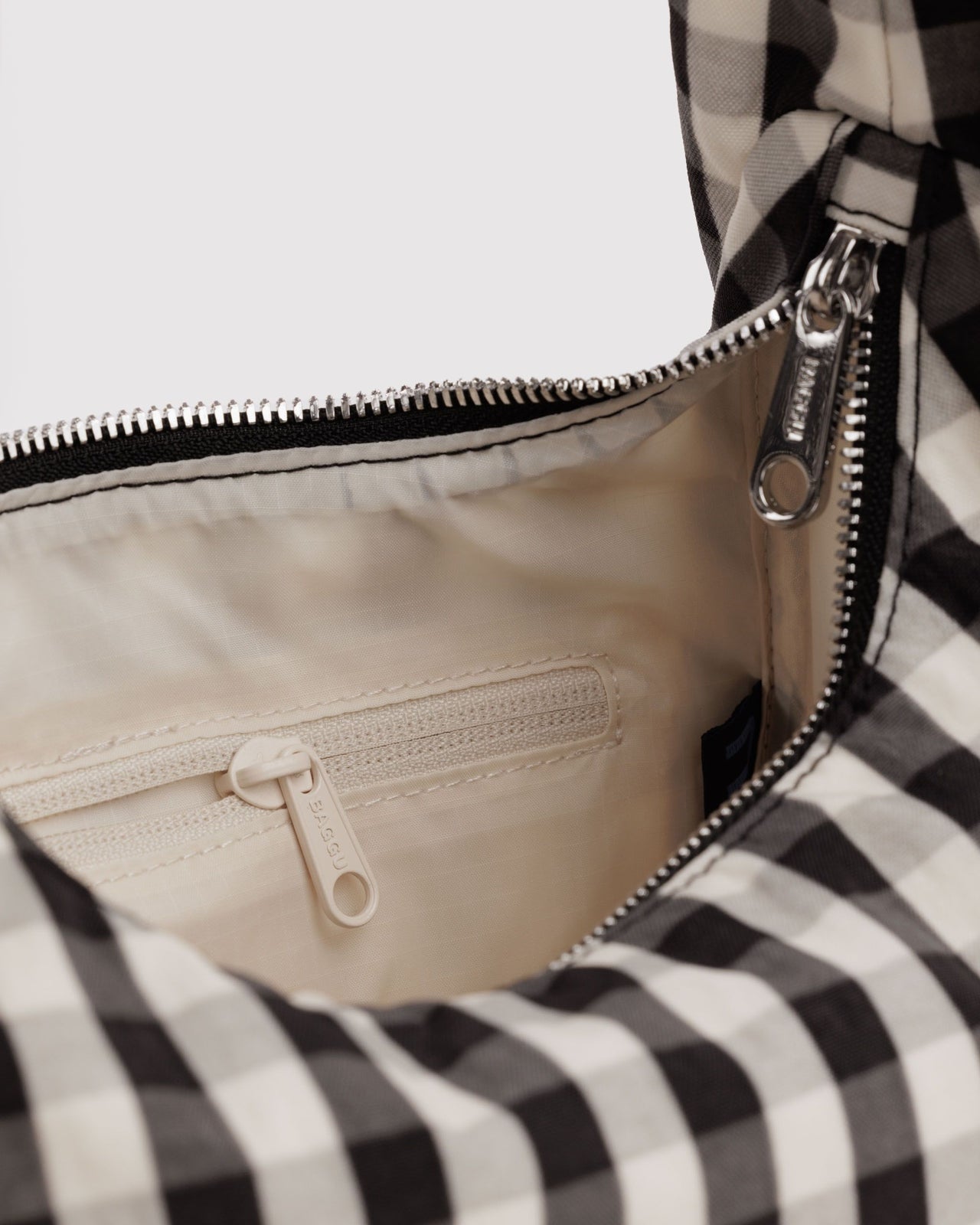 Small Nylon Meringue Bag - Black and Cream Gingham