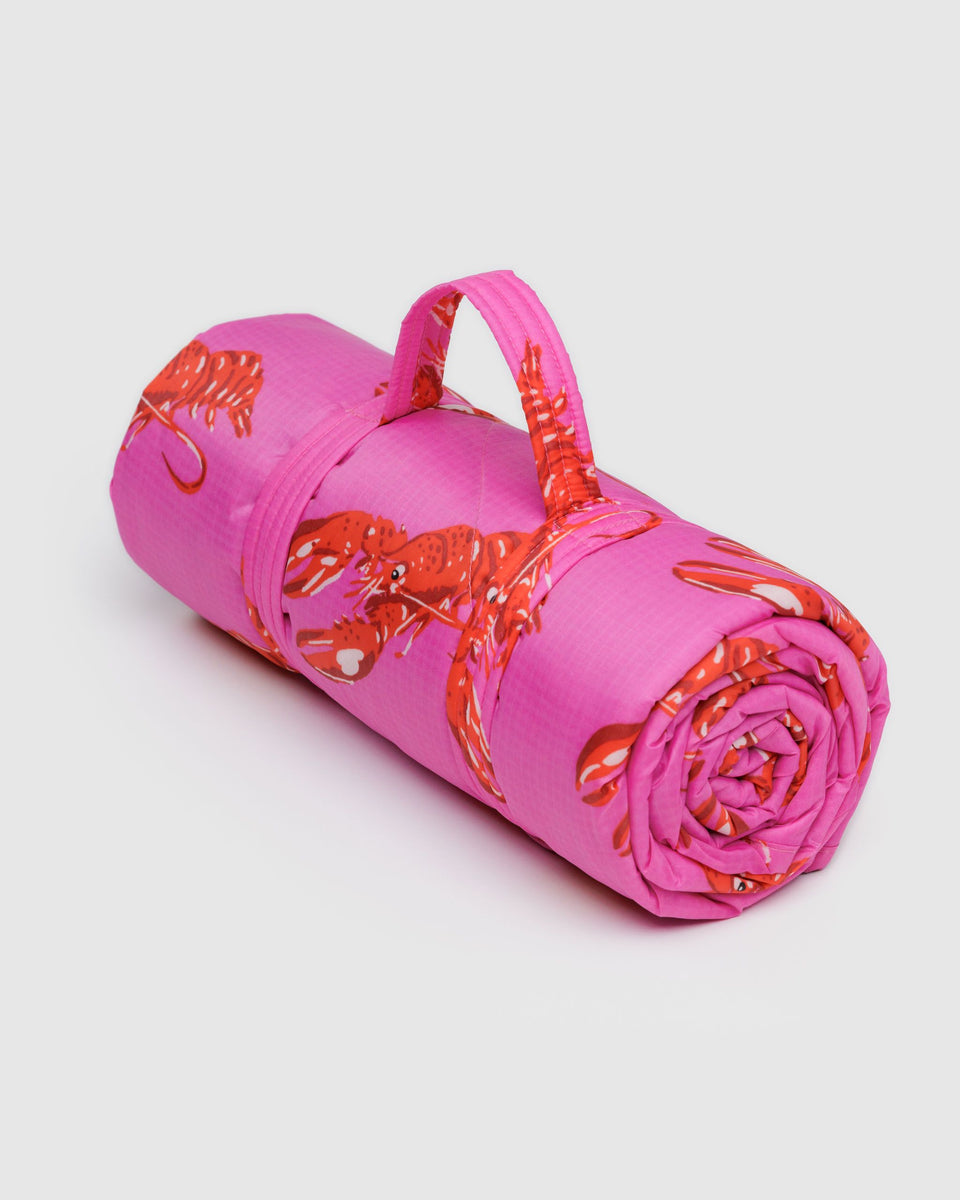 BAGGU PRODUCTS Puffy Picnic Blanket - Pink Lobster