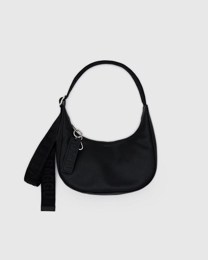 BAGGU.com  Small Recycled Leather Crescent Bag - Black