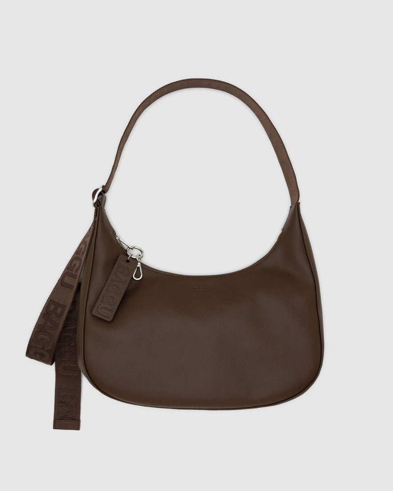 BAGGU  Medium Recycled Leather Crescent Bag - Brown