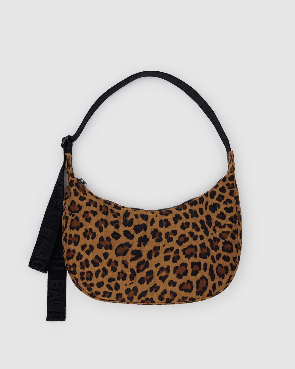 BAGGU Medium Nylon Crescent Bag Medium Nylon Crescent Bag - Leopard