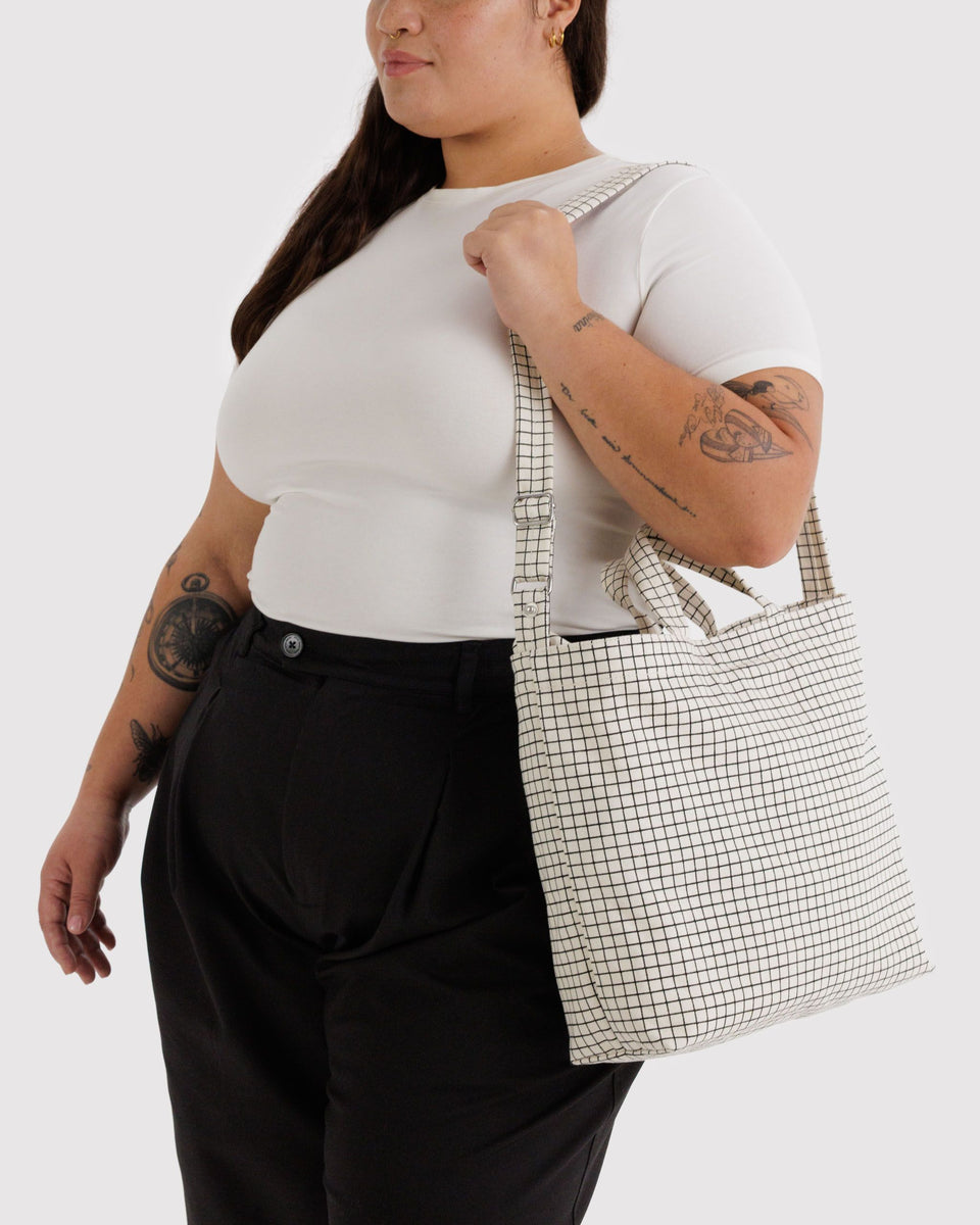 BAGGU Products Horizontal Zip Duck Bag - Natural Grid
