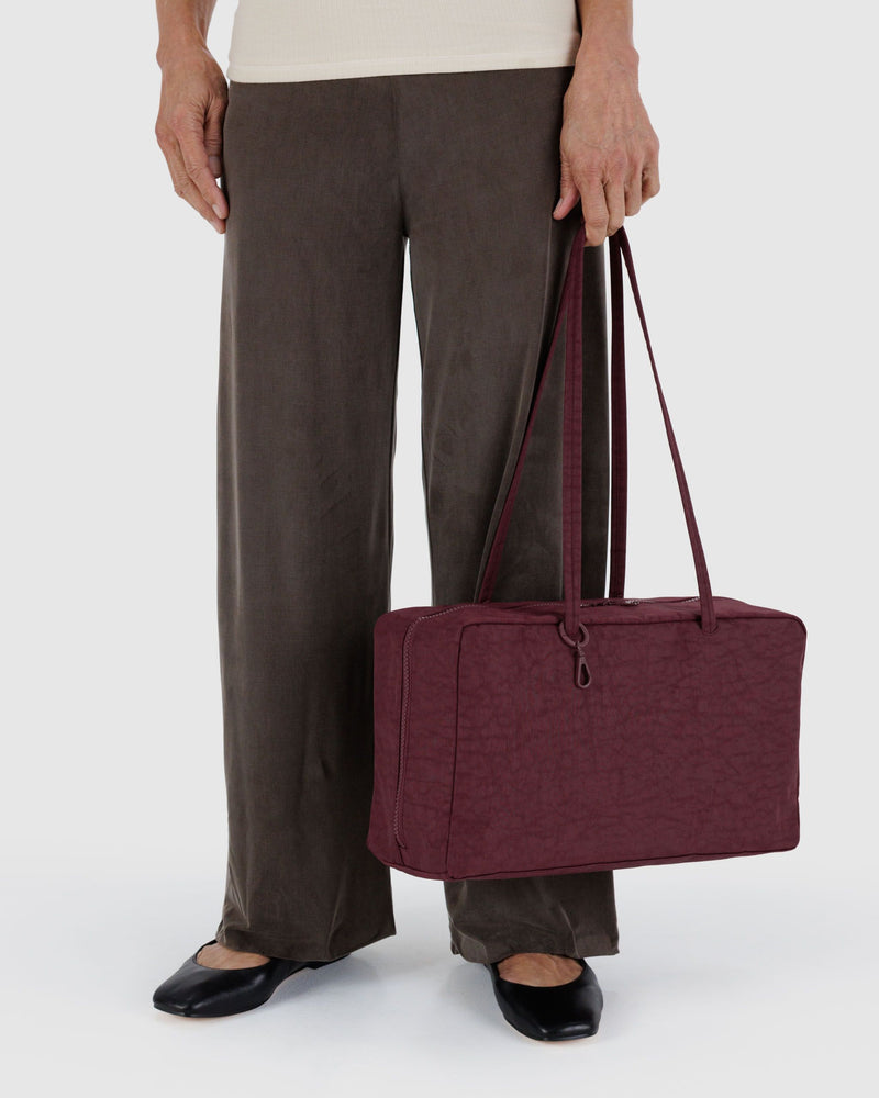 BAGGU  Medium Nylon Bowler Bag - Mahogany
