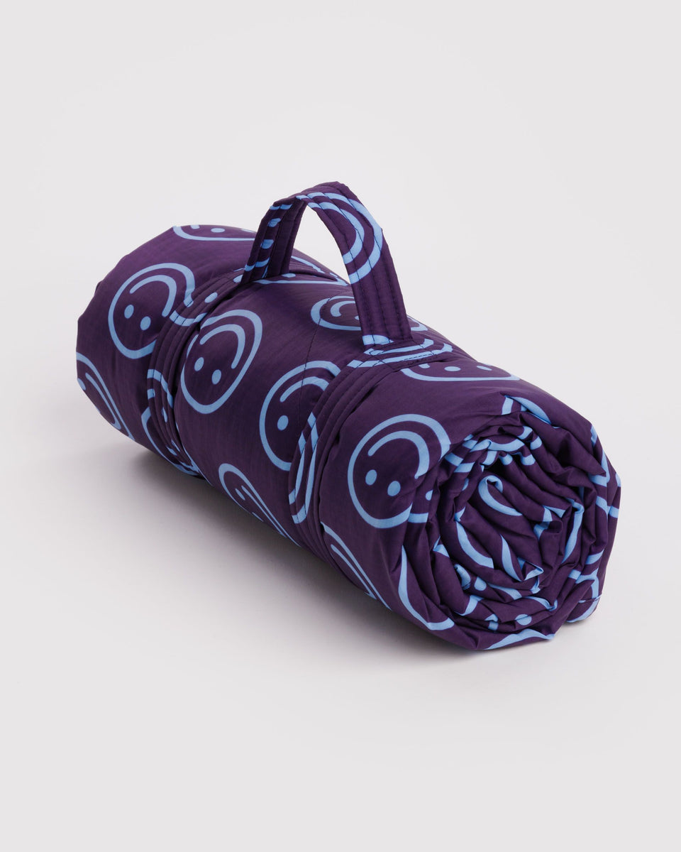BAGGU Home & Outdoor Puffy Picnic Blanket - Indigo Happy