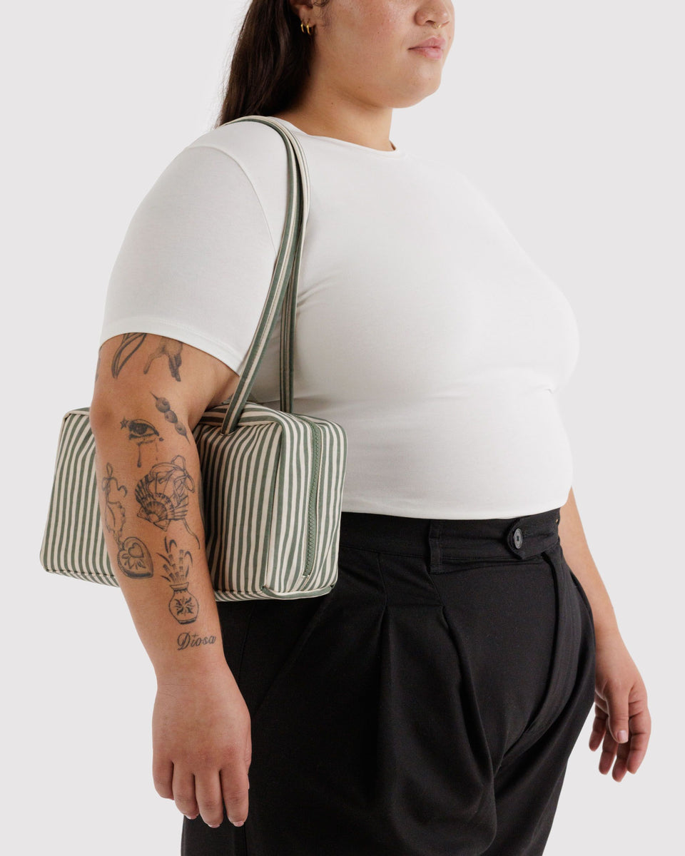 BAGGU ALL PRODUCTS (except Sandy Liang) Nylon Bowler Bag - Sage Stripe