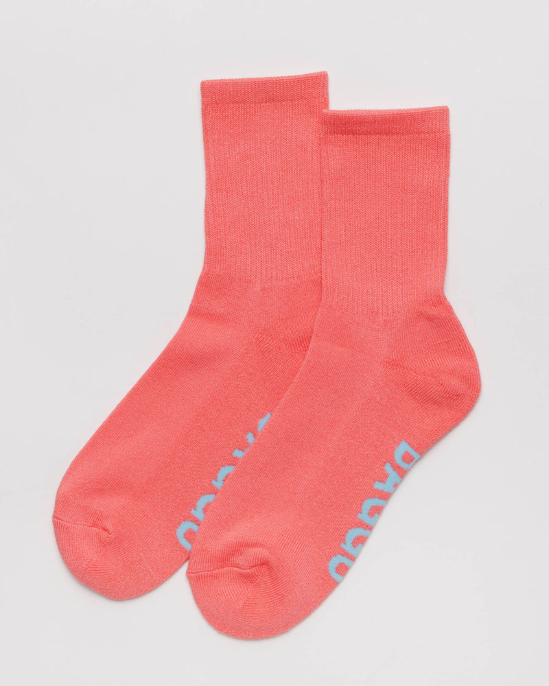 BAGGU  Ribbed Sock - Watermelon Pink