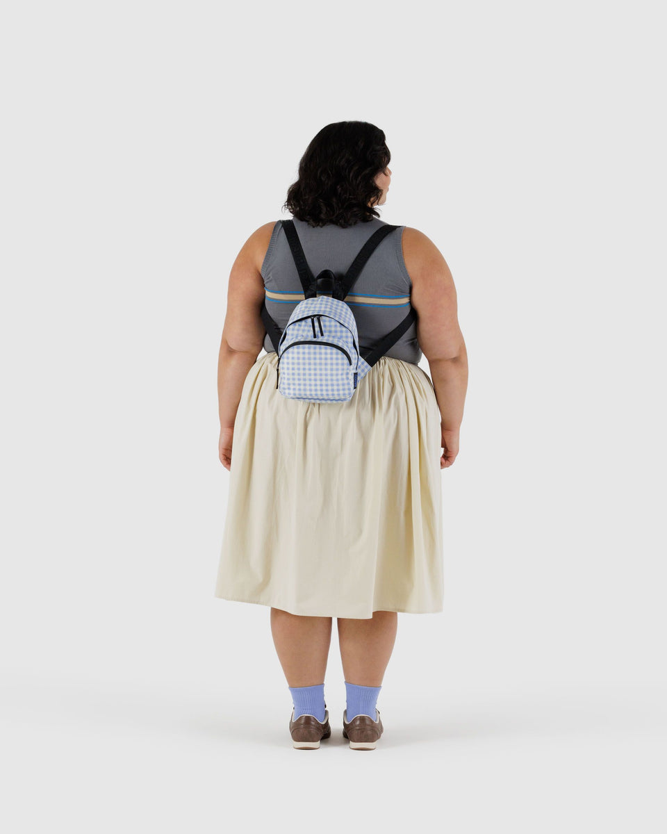 BAGGU PRODUCTS Mini Nylon Backpack - Light Blue Gingham