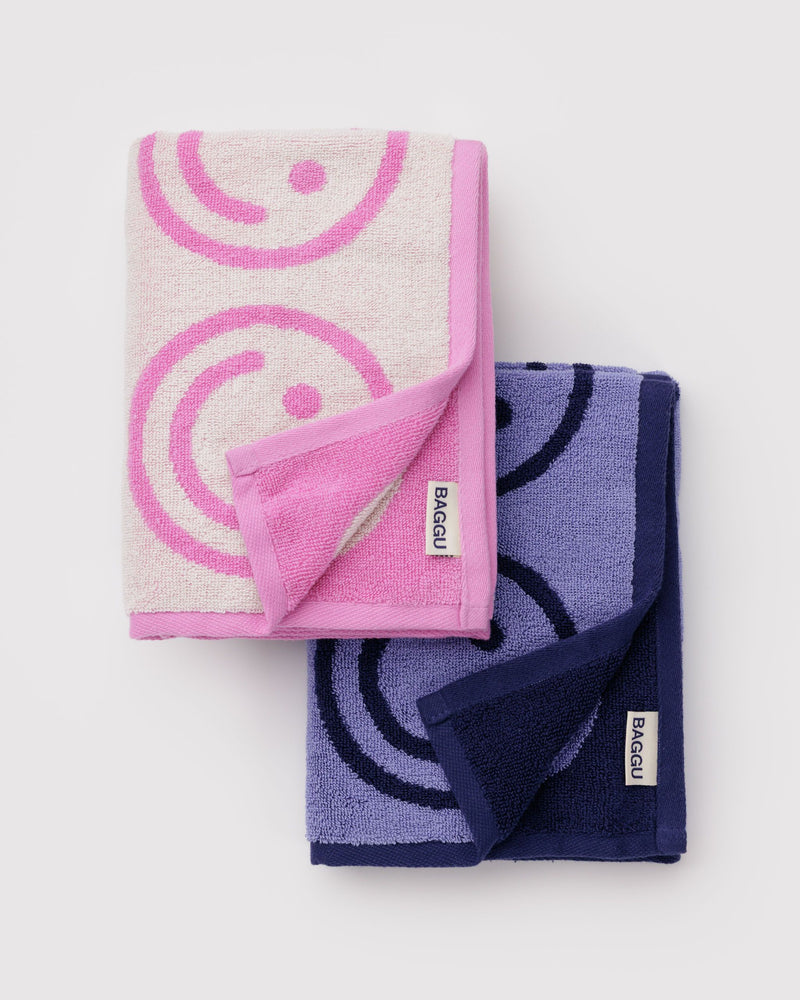 BAGGU  Hand Towel Set of 2 - Happy Pink Blue