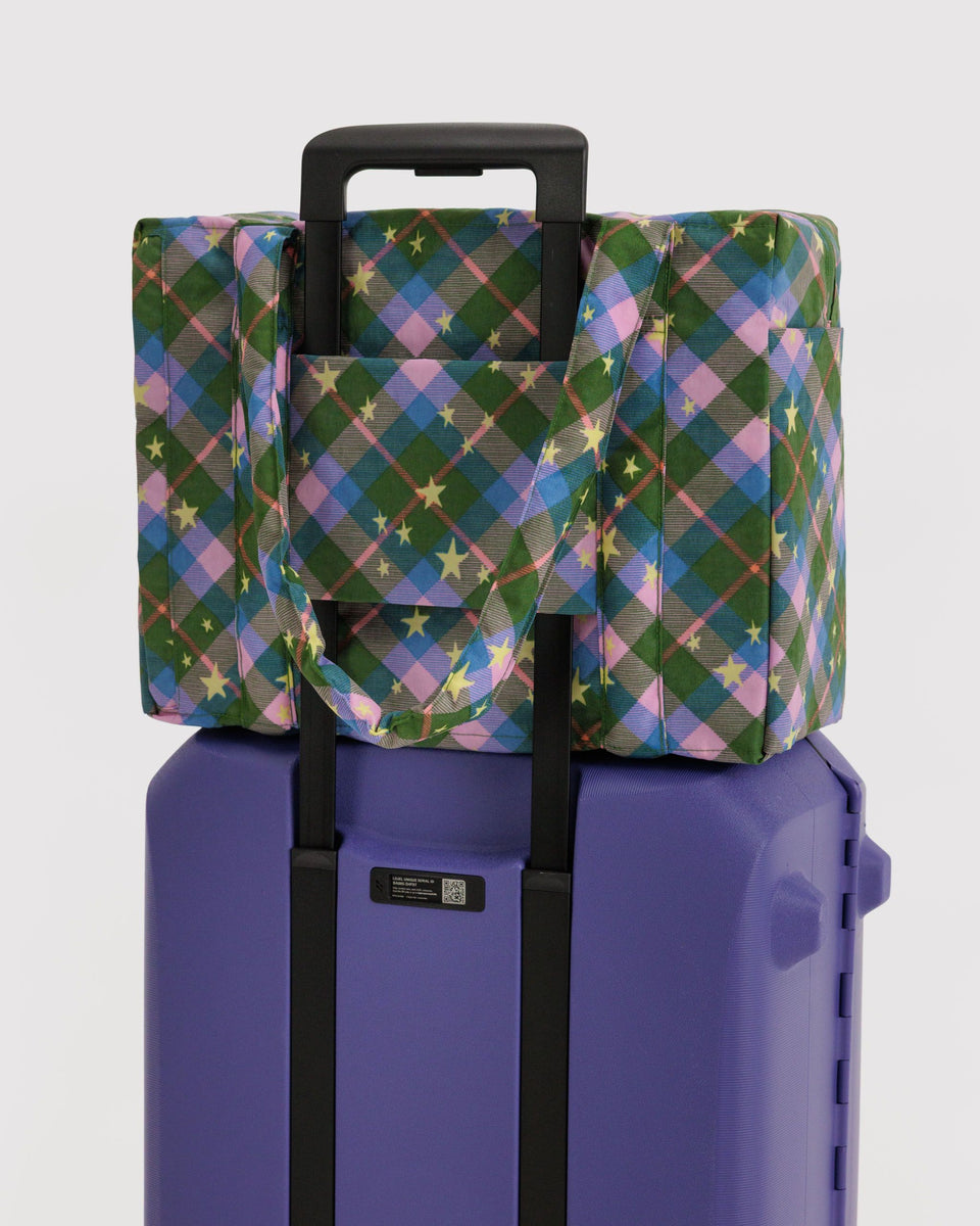 BAGGU New Arrivals Small Cloud Carry-On - Green Star Plaid
