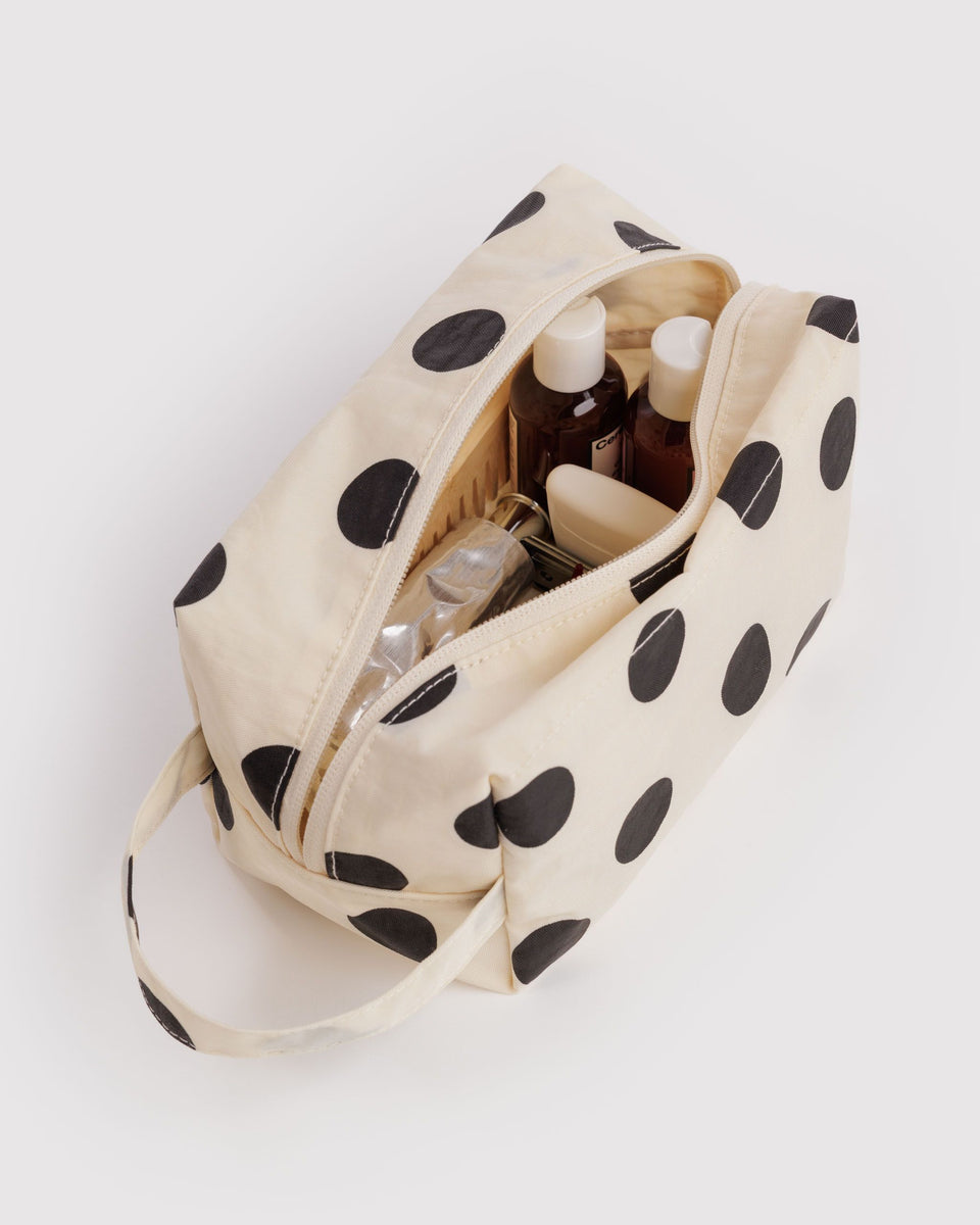 BAGGU Travel Dopp Kit - Cream and Black Polka Dot