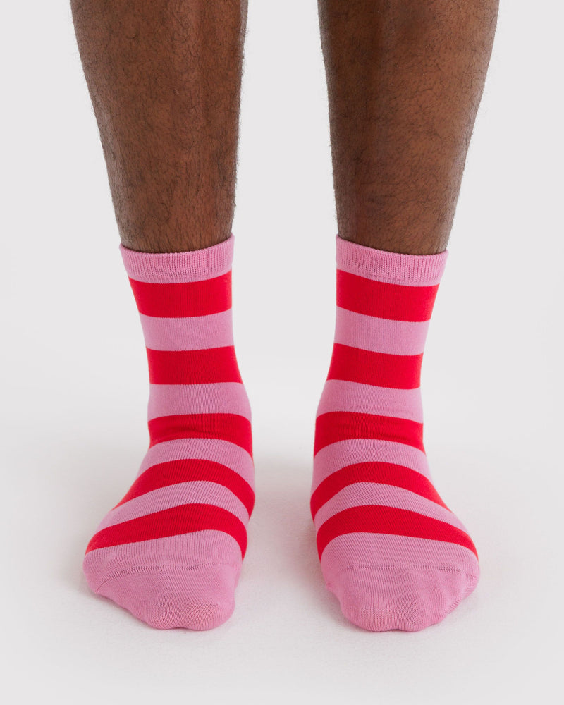 BAGGU  Crew Sock - Pink Stripe