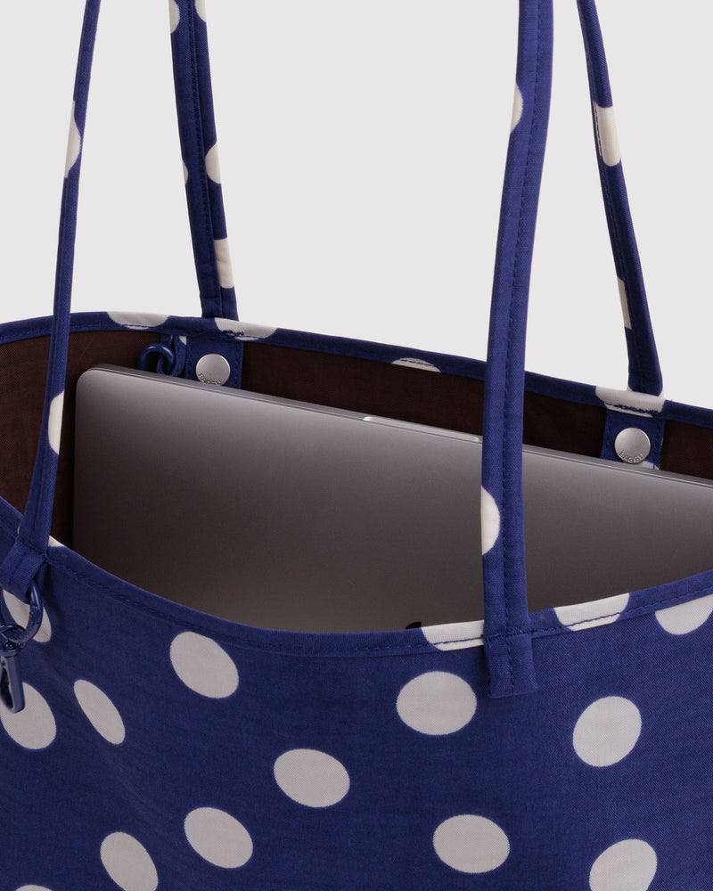 BAGGU  Medium Nylon Reversible Tote - Navy Polka Dot Mix