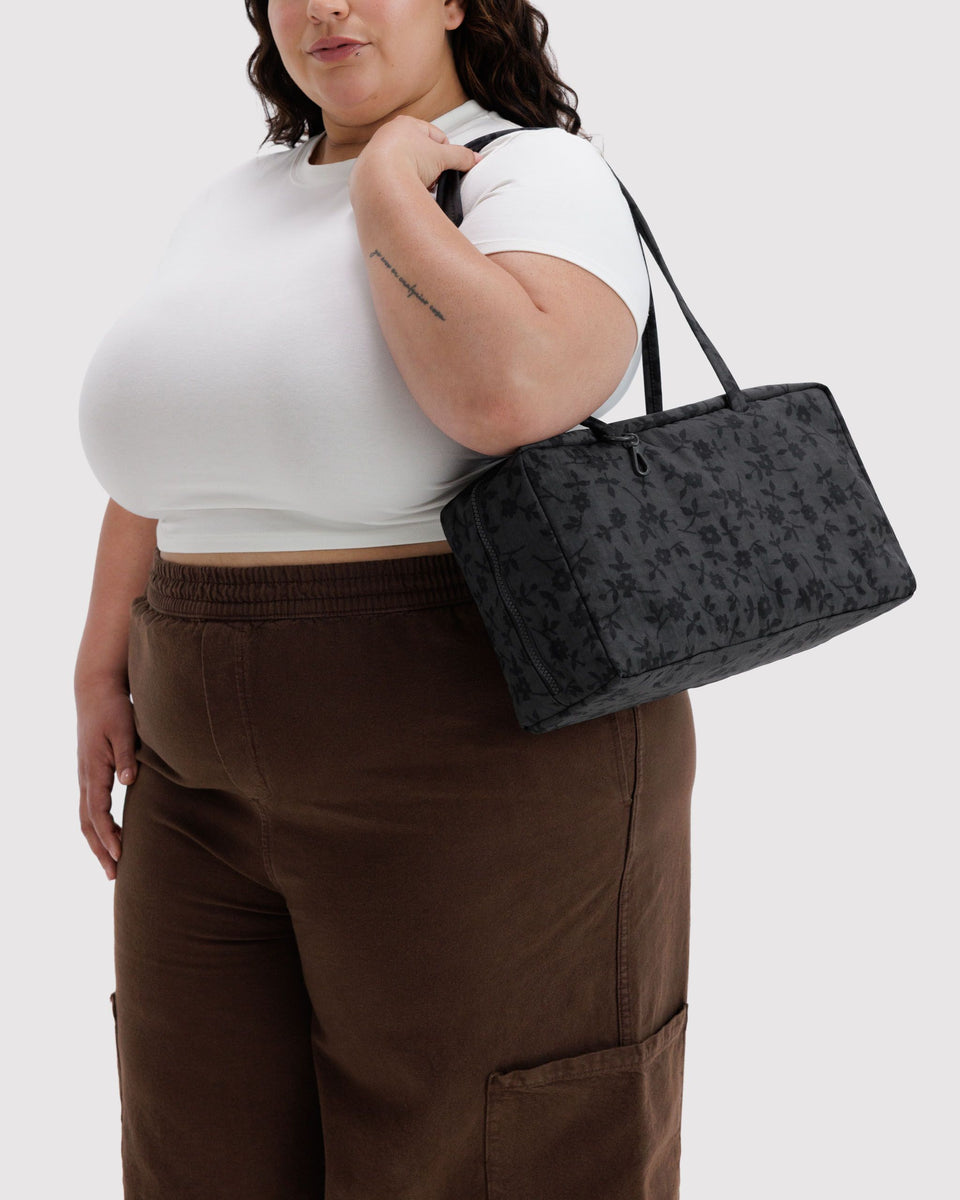 BAGGU New Arrivals Medium Nylon Bowler Bag - Charcoal Ditsy Floral