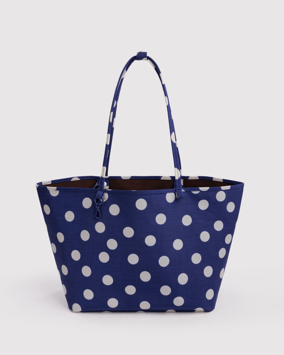 BAGGU BFCM 2024 Large Nylon Reversible Tote - Navy Polka Dot Mix