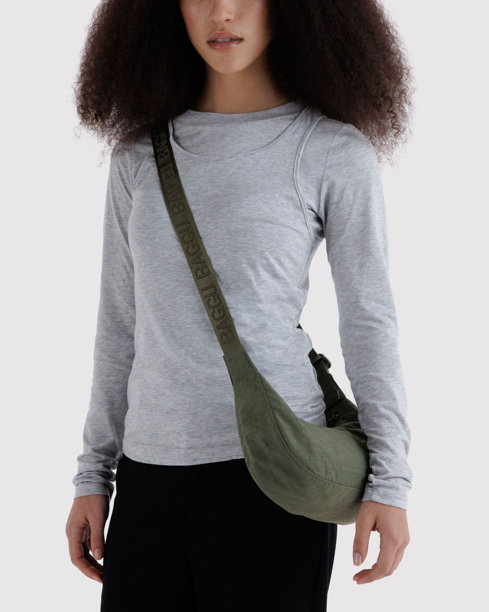 BAGGU New Arrivals Small Nylon Crescent Bag - Caper