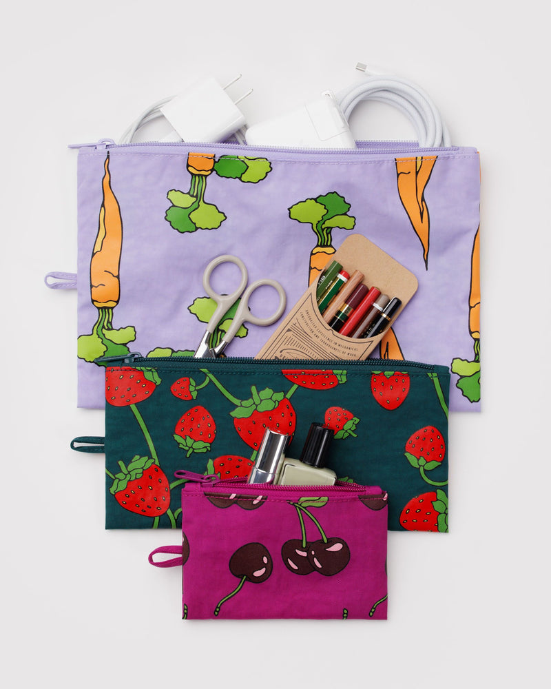 BAGGU  Flat Pouch Set - Carrots & Berries