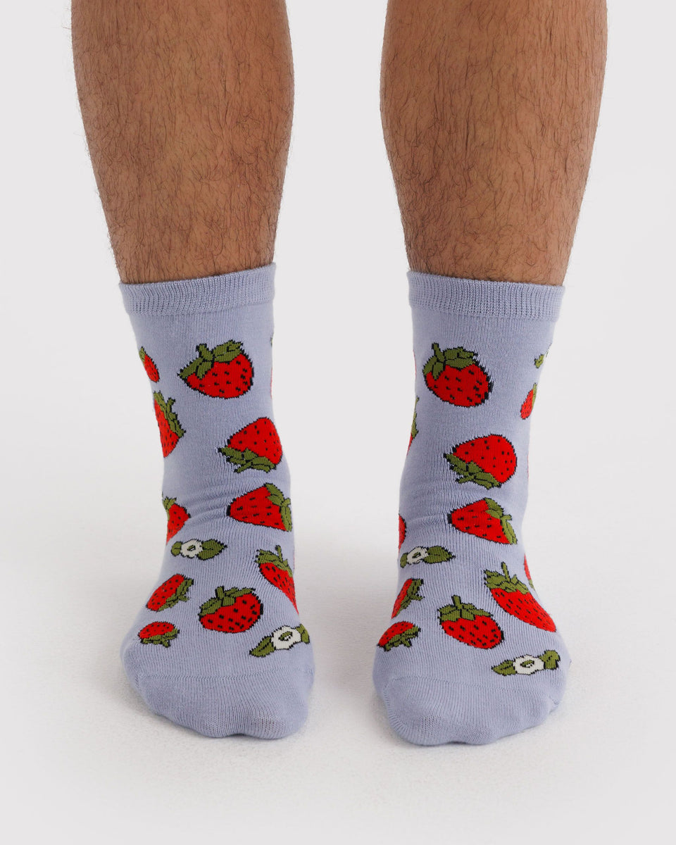 BAGGU Hansel From Basel Crew Sock - Strawberry Blossom