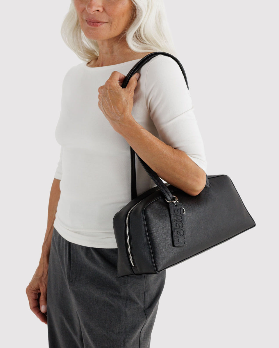 BAGGU Black Bags Recycled Leather Bowler Bag - Black