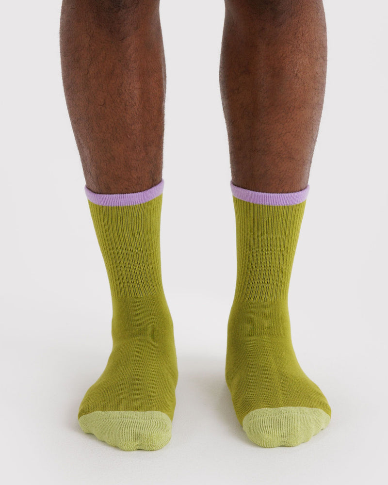 BAGGU  Ribbed Sock - Olive Mix