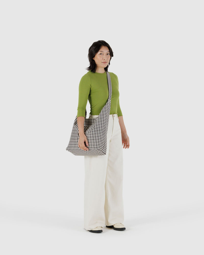 BAGGU.com Crossbody Bags Large Nylon Sling - Black & White Gingham