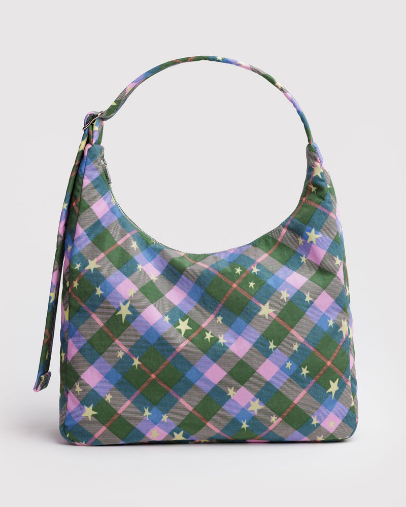 BAGGU New Arrivals Nylon Shoulder Bag - Green Star Plaid