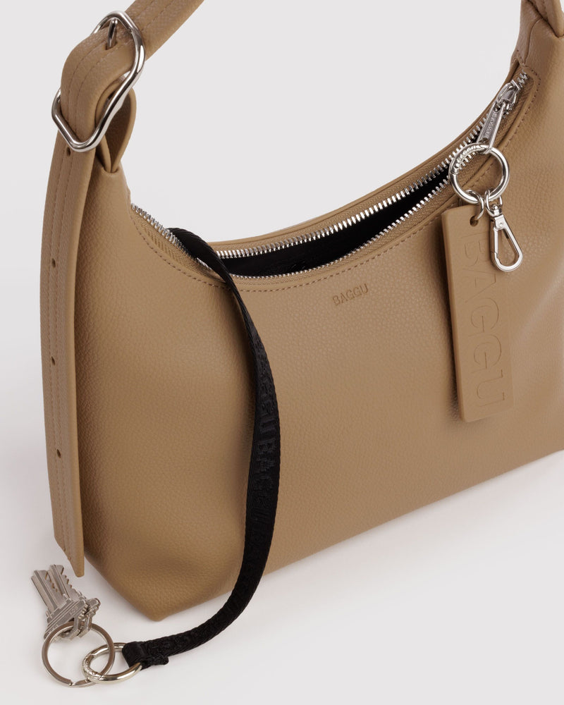 BAGGU  Mini Recycled Leather Shoulder Bag - Dune