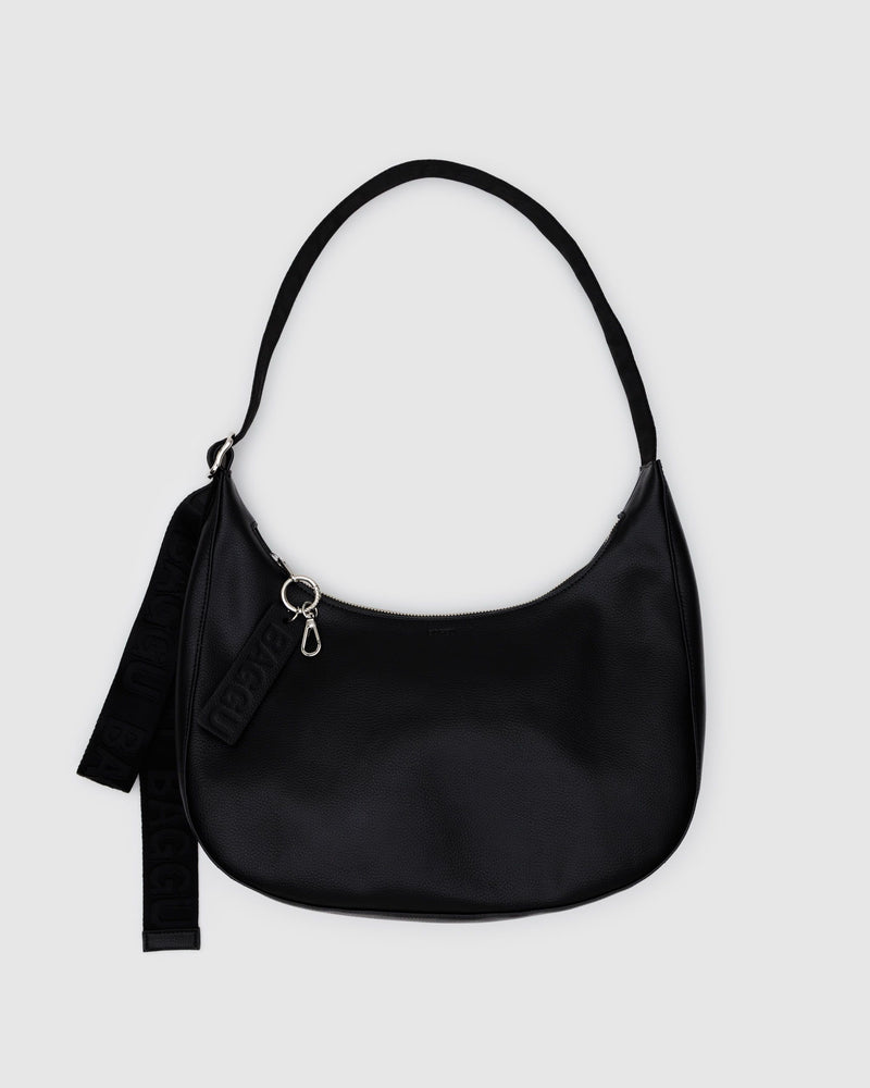 BAGGU ALL PRODUCTS Medium Recycled Leather Crescent Bag - Black