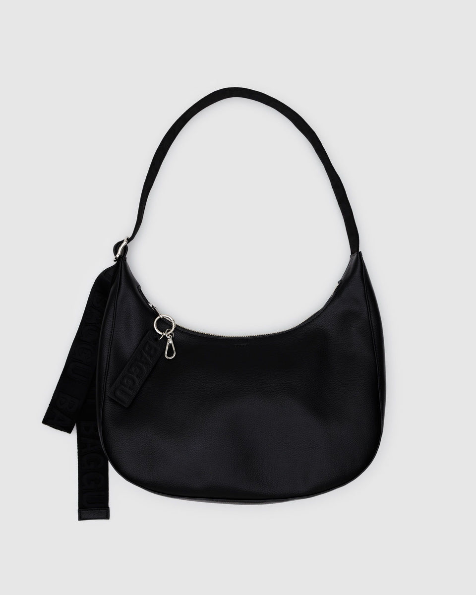 BAGGU ALL PRODUCTS Medium Recycled Leather Crescent Bag - Black