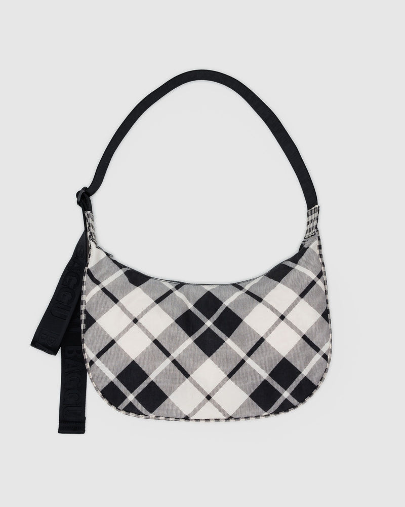 BAGGU.com Crossbody Bags Medium Nylon Crescent Bag - Mixed Plaid
