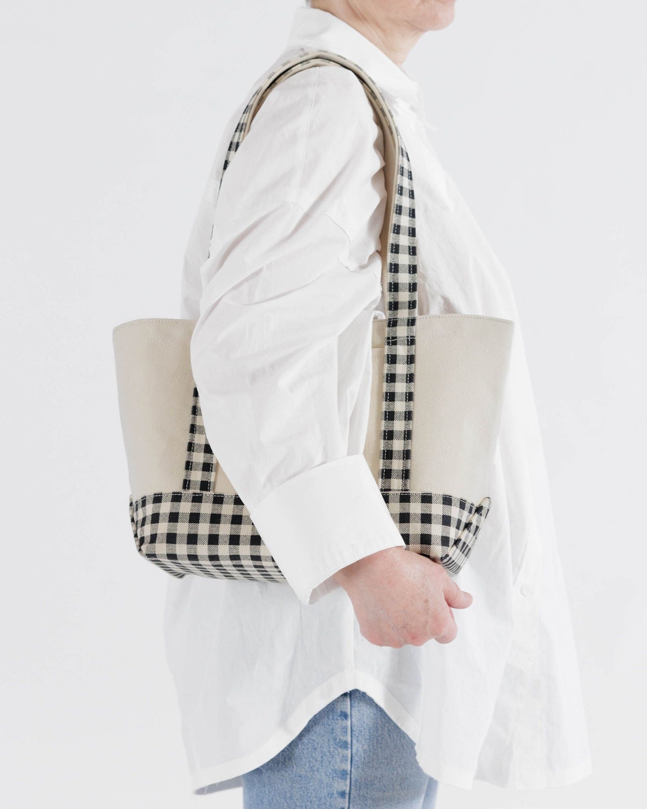 Small Heavyweight Canvas Tote - Black & White Gingham