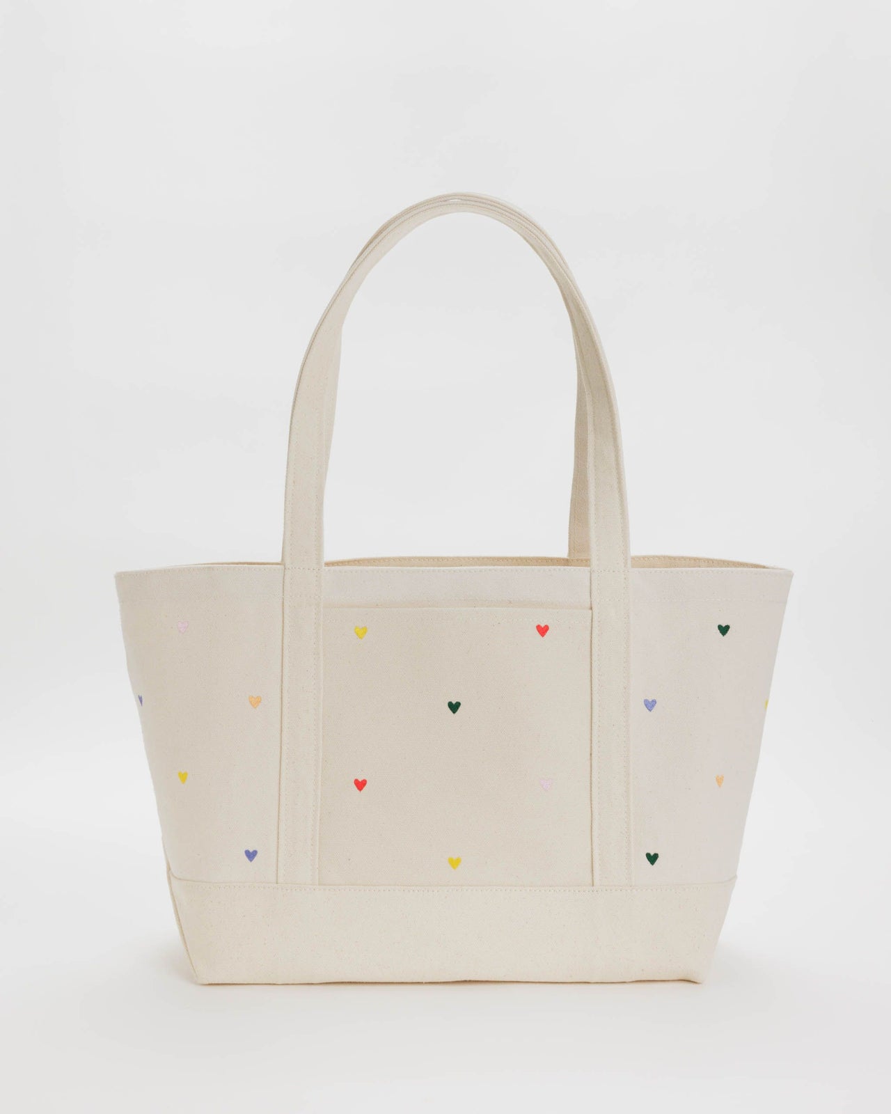 Medium Heavyweight Canvas Tote - Embroidered Hearts