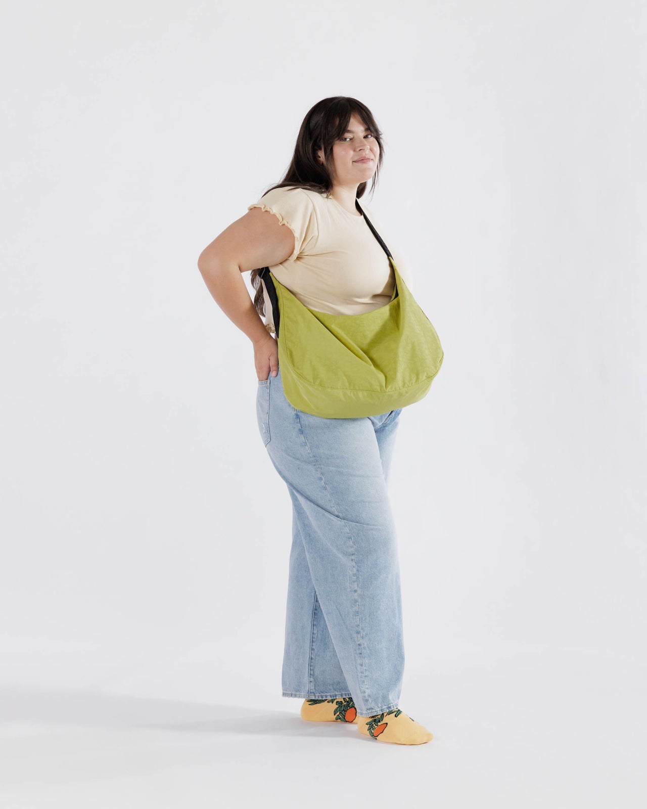 Large Nylon Crescent Bag - Lemongrass
