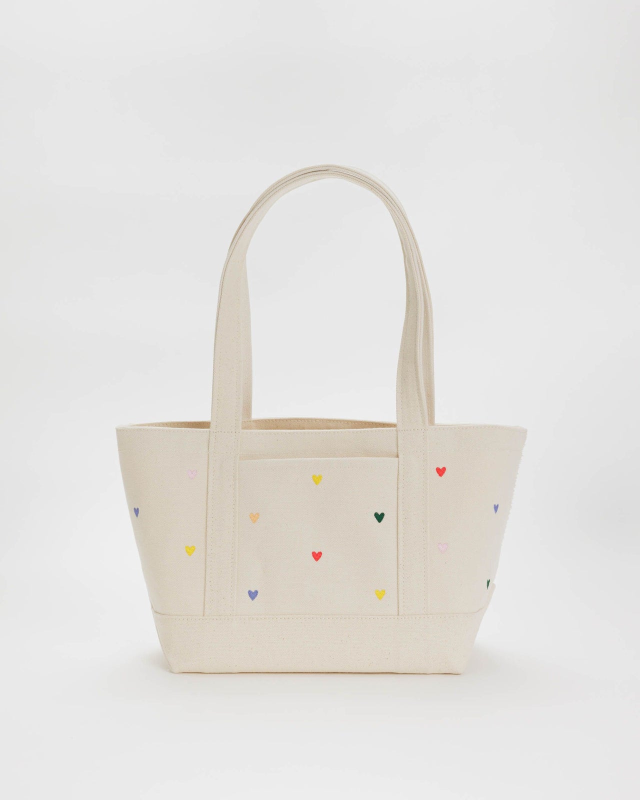 Small Heavyweight Canvas Tote - Embroidered Hearts