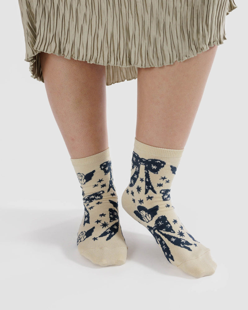 BAGGU ALL PRODUCTS Crew Sock - Cherub Bows