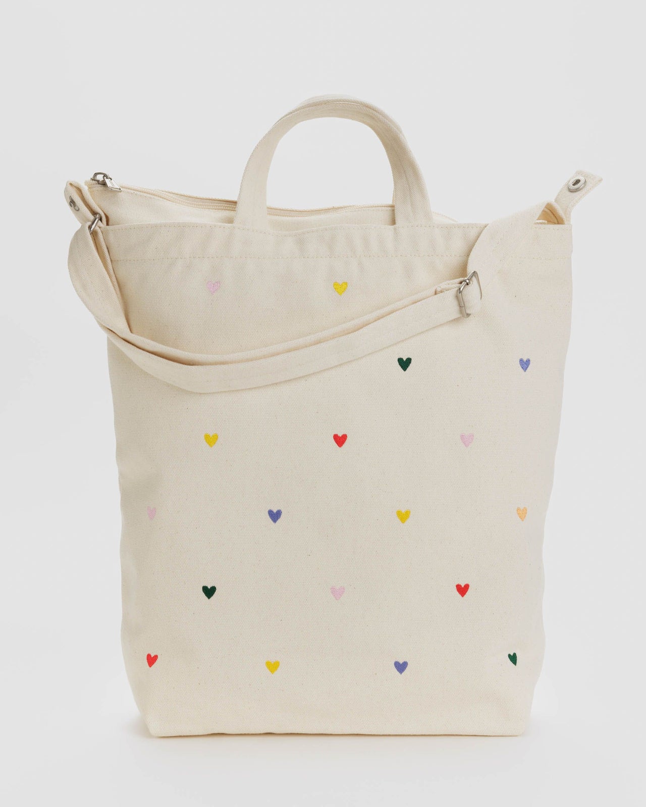 Zip Duck Bag - Embroidered Hearts