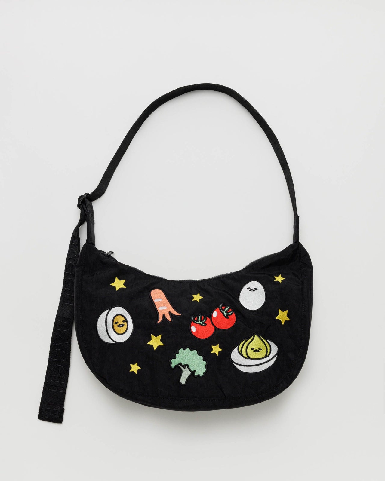 Medium Nylon Crescent Bag - Embroidered Gudetama